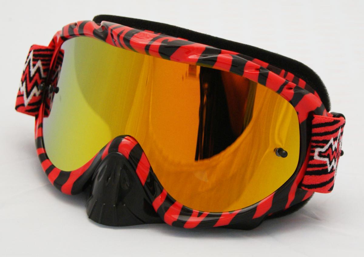 RNR HYBRID WILD RD/BK MIRRORED LENS, WILD RED & BLACK GOGGLE, GH365M