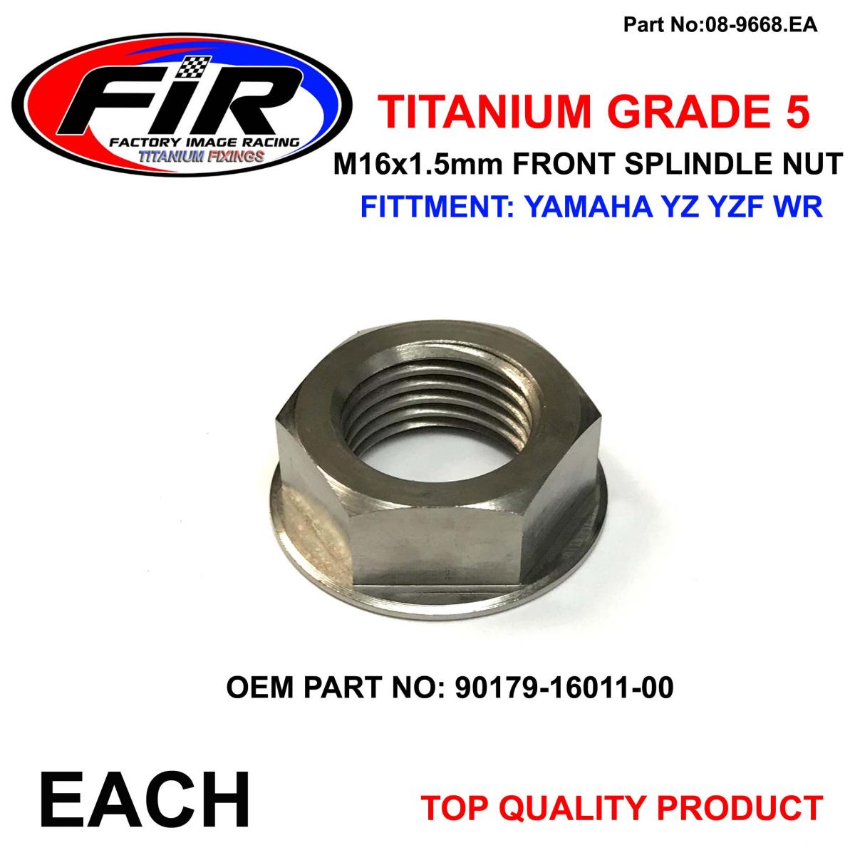 TITANIUM GR5 FRONT SPINDLE NUT, YAMAHA YZ YZF WR 90179-16011-00, EACH