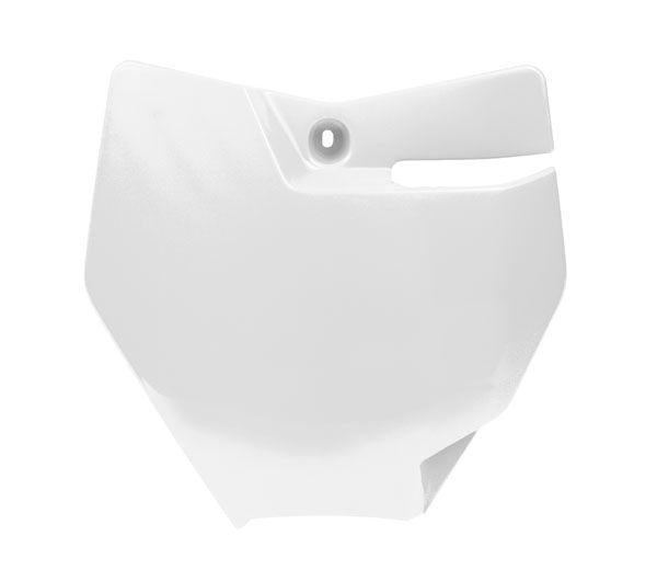 R-TECH WHITE FRONT NUMBER PLATE KTM SX85 2018-2024, GAS GAS MC85 2021-2024