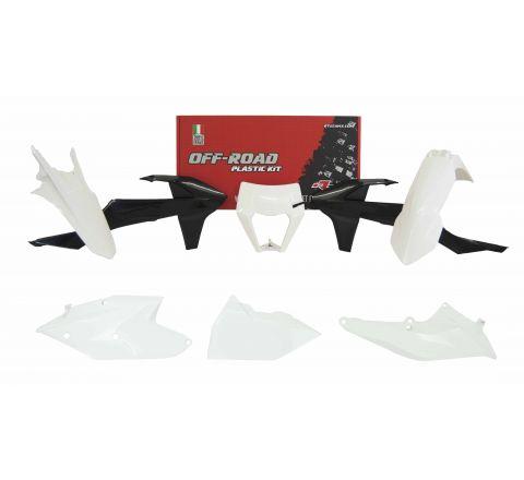 R-TECH WHITE/BLACK PLASTIC KIT/6 KTM EXC/EXC-F 250-500 17-19, XC-W 125/150 17-19
