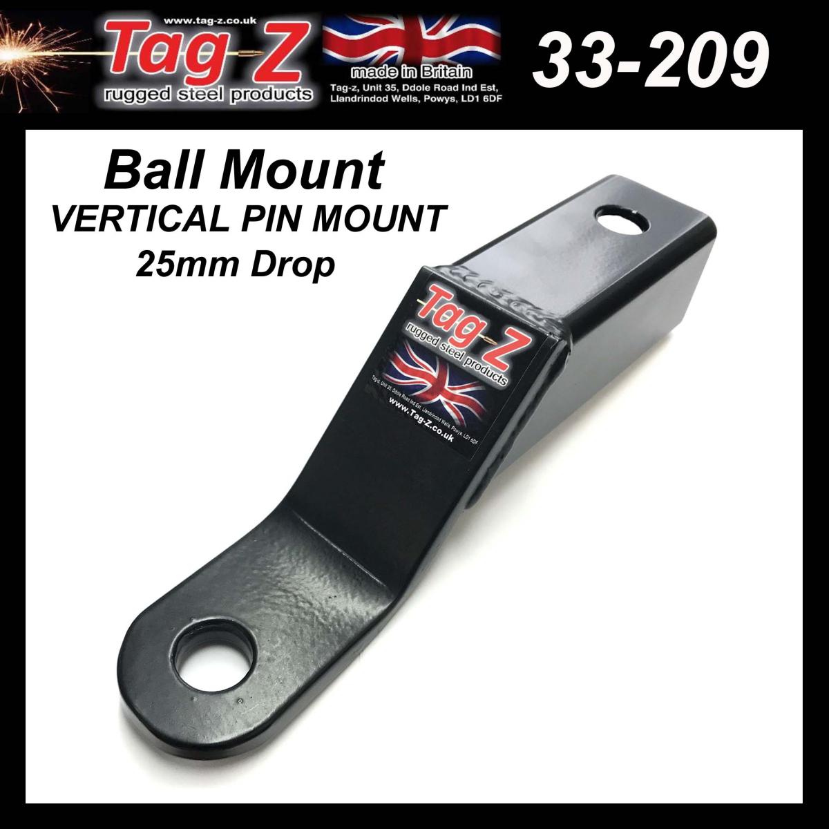 B.MOUNT 25mm DROP 1 HOLE, VERTICAL PIN MOUNT, ATV/UTV HITCH MOUNT