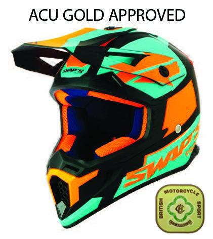 SWAP'S MX HELMET XL 62 BLACK/ORANGE, !! ACU GOLD APPROVED !!