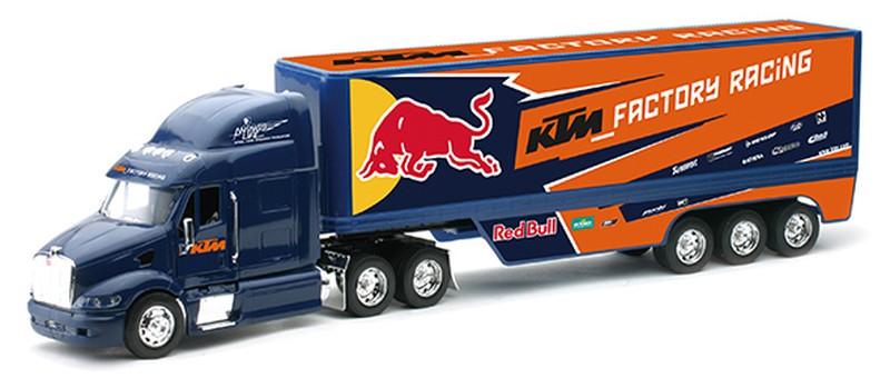 NEWRAY DIE CAST MODEL KTM RED BULL RACE TRUCK, BLUE AND ORANGE, SCALE 1:32