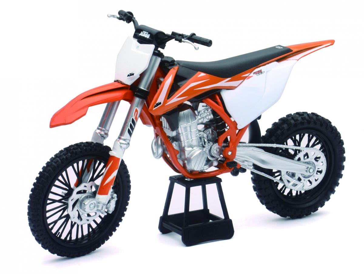 NEWRAY DIE CAST MODEL KTM 450 SX-F, ORANGE AND WHITE, 1:10 SCALE