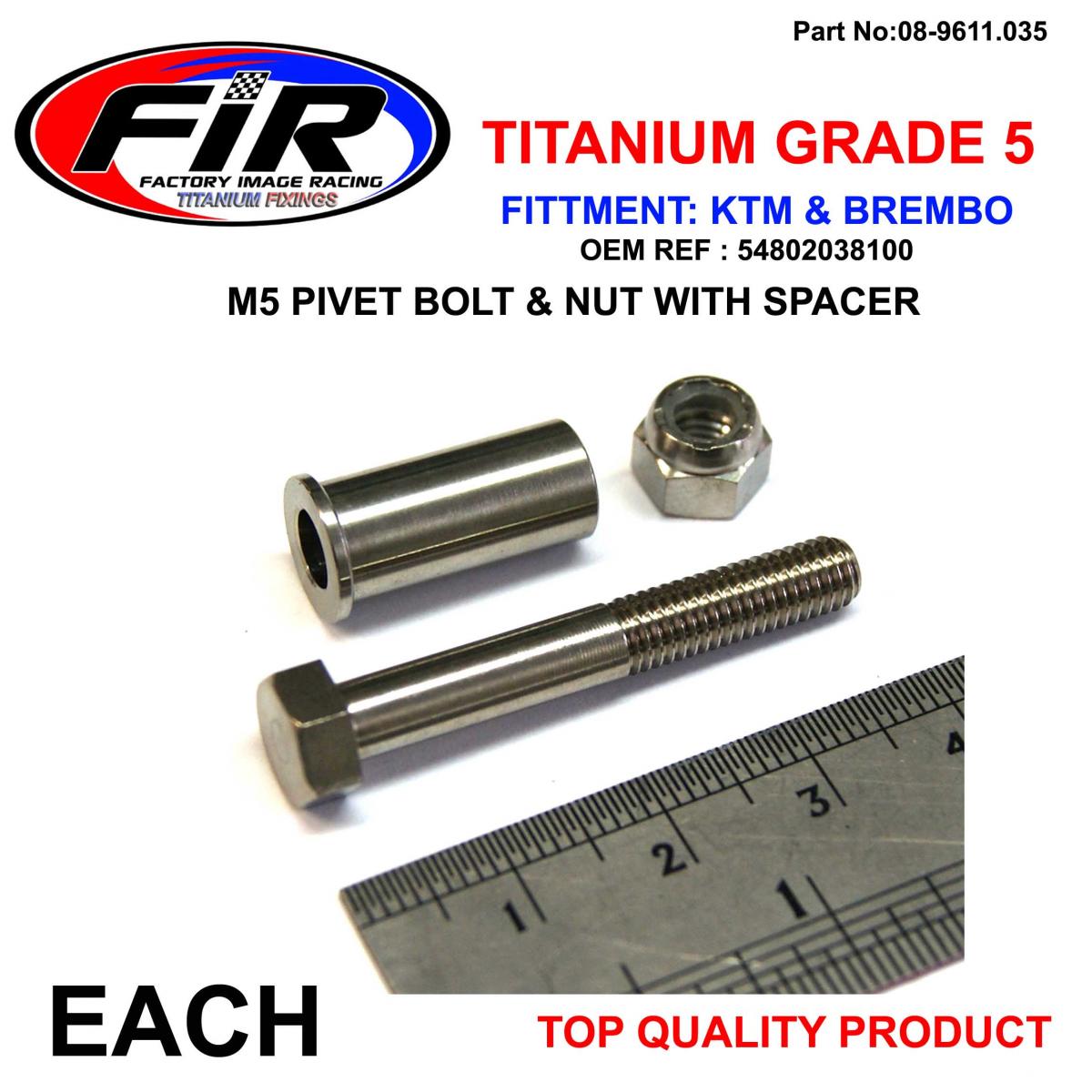 TITANIUM GR5 CLUTCH LEVER PIVOT BOLT KIT KTM, BREMBO 54802038100 2006>2019