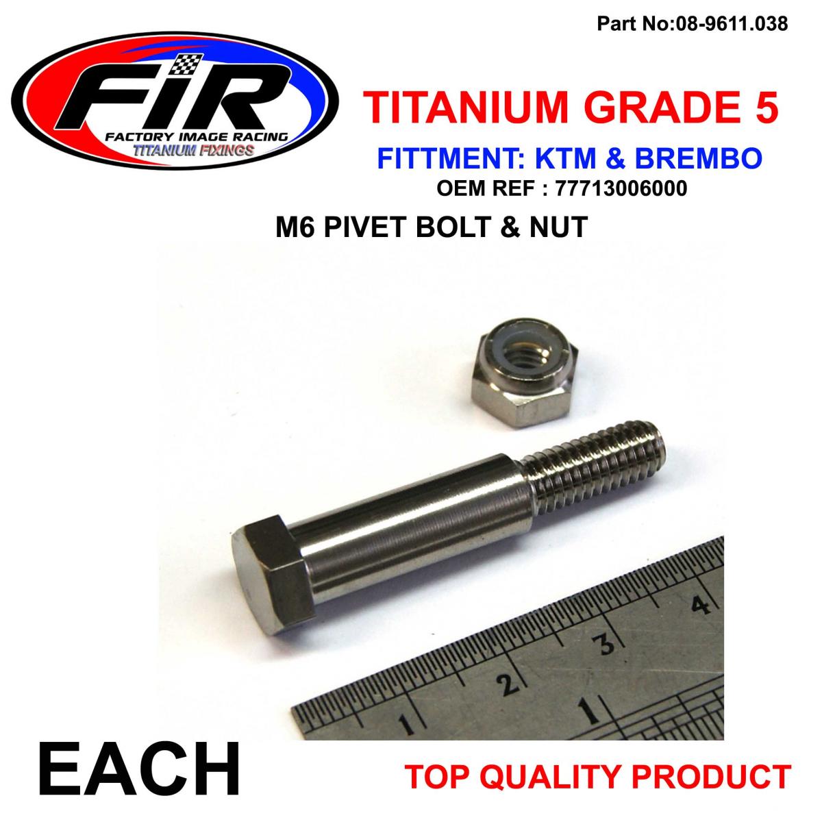 TITANIUM GR5 BRAKE LEVER PIVOT BOLT KIT KTM, BREMBO 77713006000 2014>2019