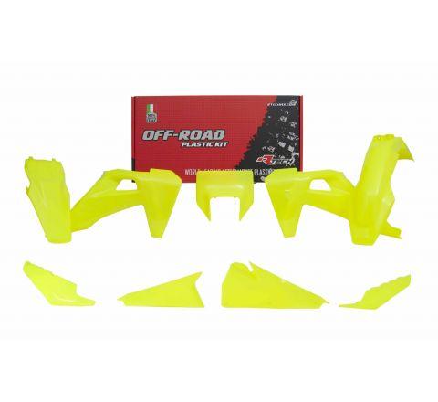 R-TECH NEON YELLOW PLASTIC KIT/6 HUSQVARNA TE125-300, FE250-501 2020-2023