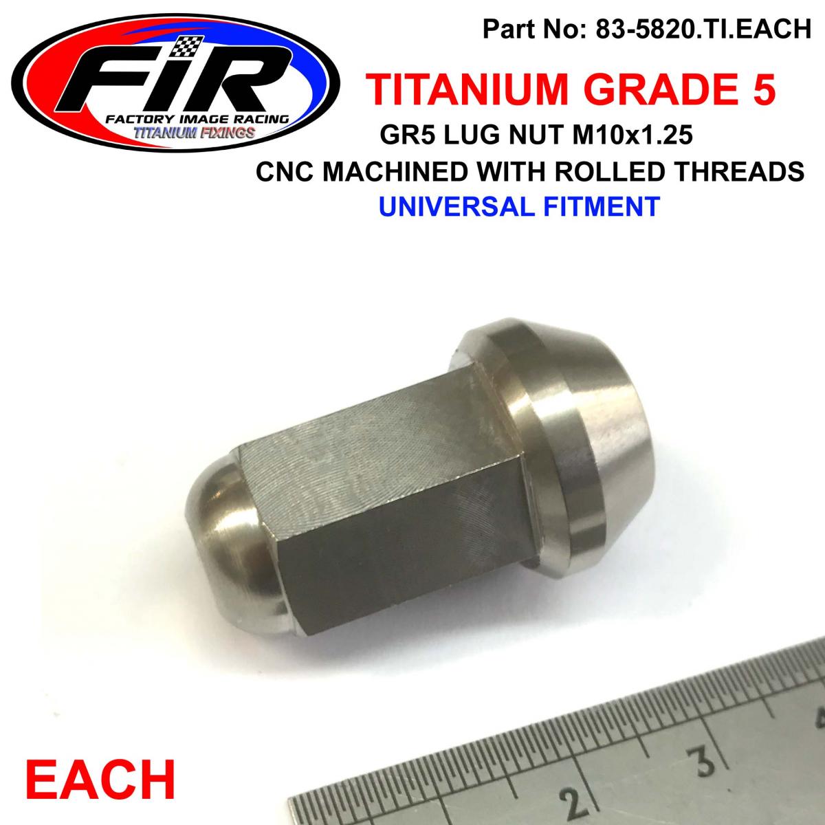 TITANIUM GR5 TAPERED WHEEL NUT M10X1.25, BEVELED NUT (EACH)