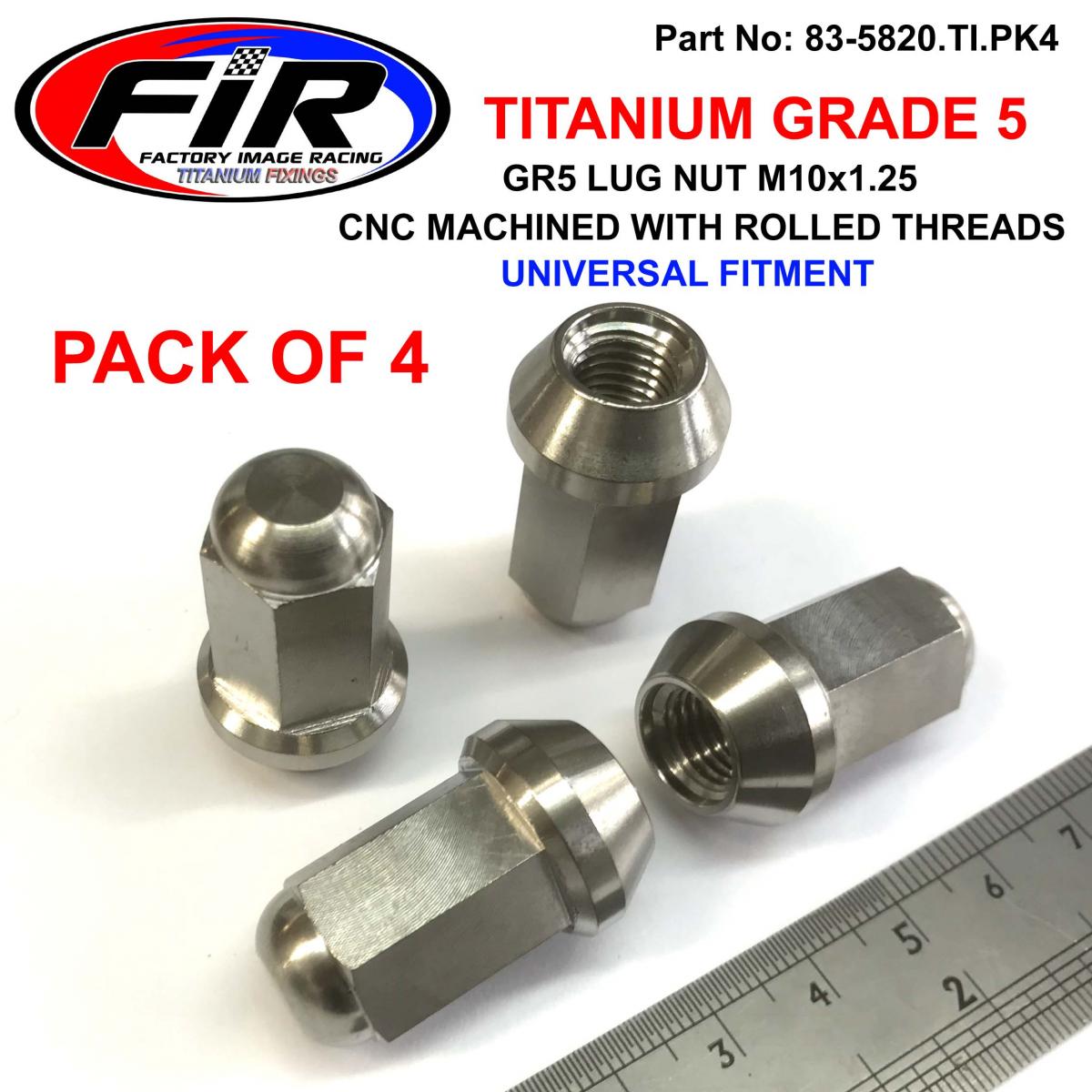 TITANIUM GR5 TAPERED WHEEL NUT M10X1.25, BEVELED NUT (per 4)
