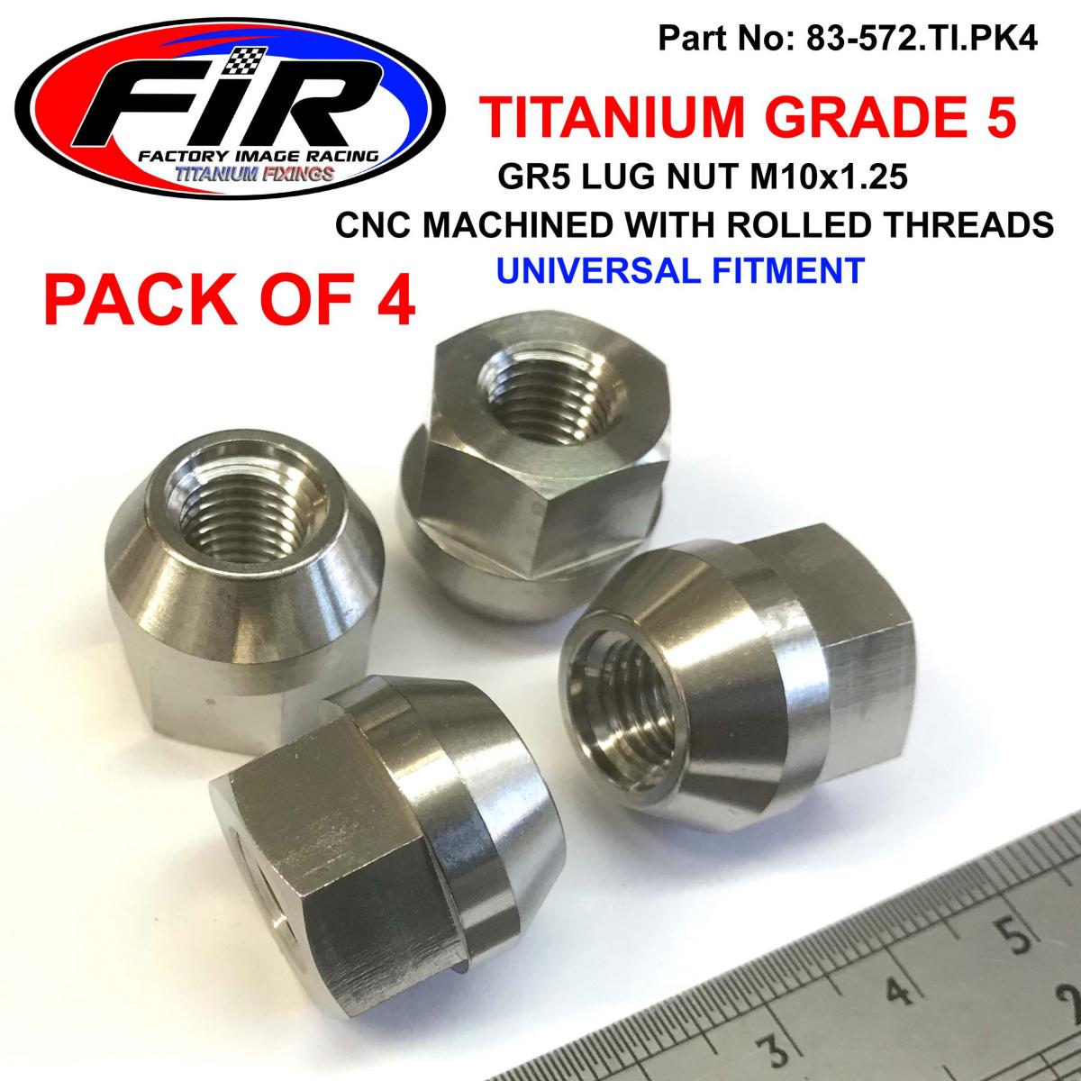 TITANIUM GR5 ATV TAPER WHEEL NUT M10X1.25, BEVELED NUT, PACK OF 4