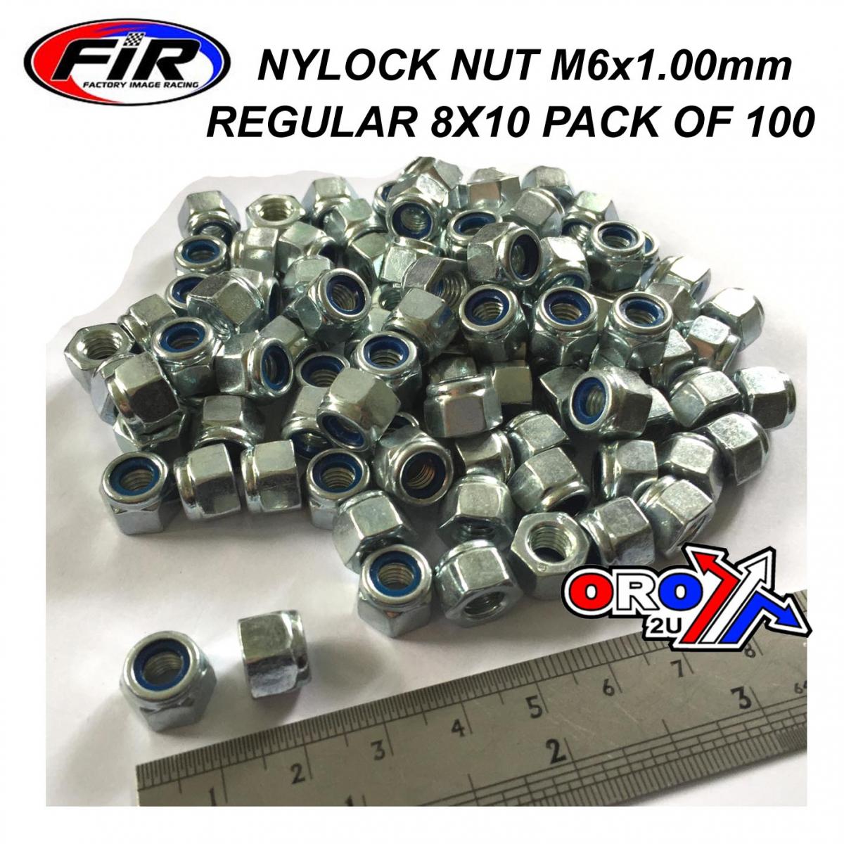 NYLOCK M6 NUT PACK/100 REGULAR 8X10mm