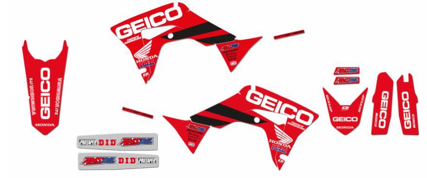 HONDA CRF250R 18-21, CRF450R 17-19, CRF450X 17-24, HONDA GEICO TEAM DECAL KIT