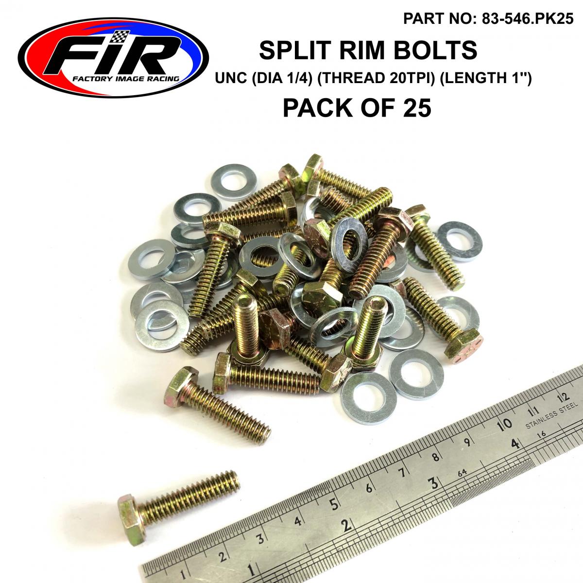 BEAD LOCK BOLTS UNC 1/4-20TPI 1'', PACK OF 25 SPLIT RIM, IMPERIAL
